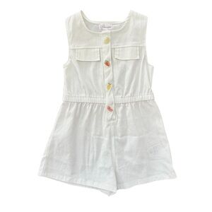 Nannette White Sleeveless Romper with Citrus Fruit Button Accents 5 NWOT